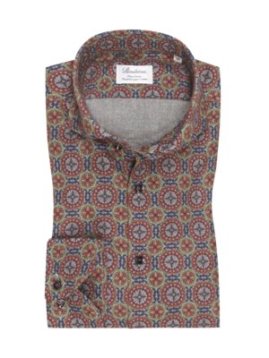 Flanellhemd-im-All-Over-Print,-Fitted-Body