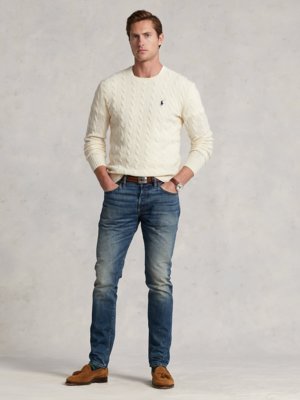 Leichter Pullover mit Zopf-Muster aus Baumwolle