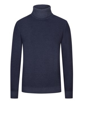 Bicolor Rollkragenpullover in Reiskornstrick