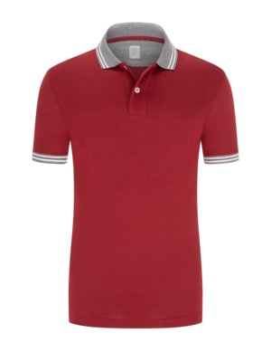 Poloshirt mit Kontraststreifen am Kragen und Ärmeln