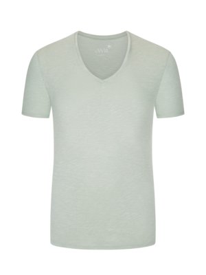 T-Shirt im Baumwollmix, V-Neck