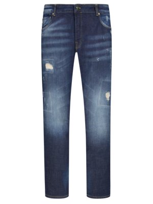 Jeans in Used- und Distressed-Optik, Tapered Fit