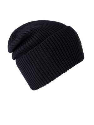 Beanie aus Schurwolle mit Label-Emblem