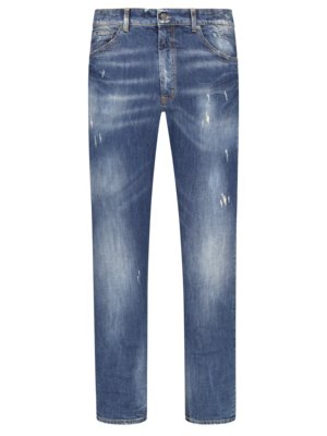 Jeans in Distressed- und Used-Optik, Extra-Tapered-Fit