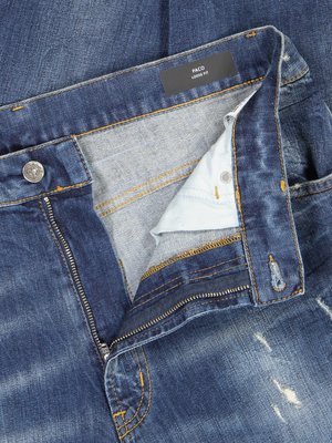 Jeans in Distressed- und Used-Optik, Extra-Tapered-Fit