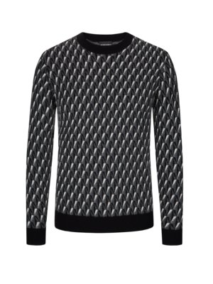 Pullover aus Schurwolle, O-Neck, grafisches Muster