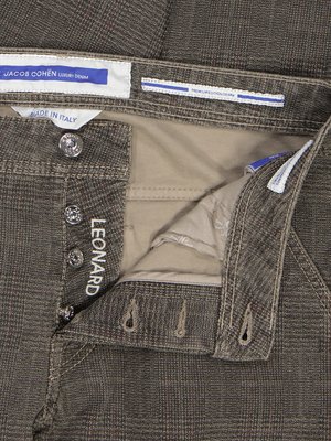Samtige 5-Pocket-Hose im Glencheck-Muster, Leonard