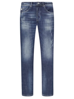 Jeans in Used-Optik mit Distressed-Details, Tapered Fit