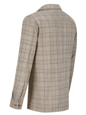 Overshirt-aus-Schurwolle,-Glencheck-Muster,-Brusttasche