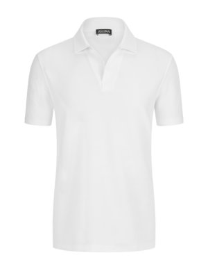 Softes-Poloshirt-in-Perlstrick-Optik-aus-Baumwolle