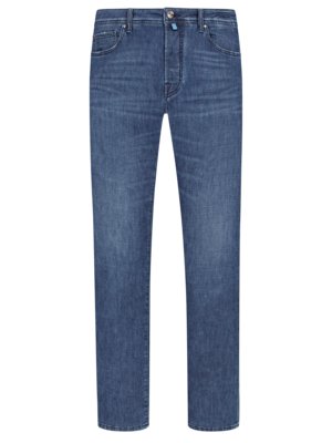 Softe-Jeans-mit-Stretchanteil-und-Grafik-Labelpatch,-Slim-Fit