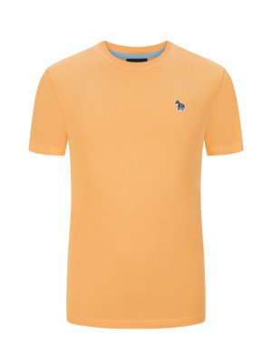 Unifarbenes T-Shirt aus Baumwolle mit kleiner Stickerei