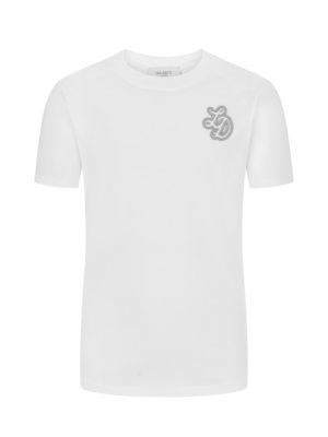 Unifarbens T-Shirt mit Label-Stitching