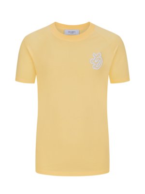 Unifarbens T-Shirt mit Label-Stitching