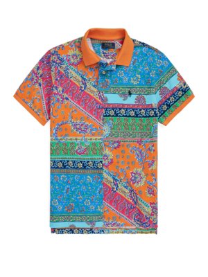 Farbiges Poloshirt mit floralem Muster, Custom Slim Fit