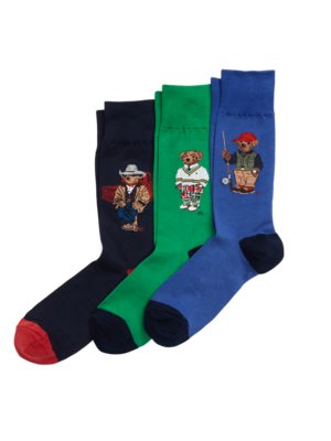 3er-Pack Socken mit Polo Bear-Stickerei