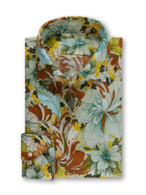 Sporthemd-aus-Leinen-mit-Blüten-Allover-Print-