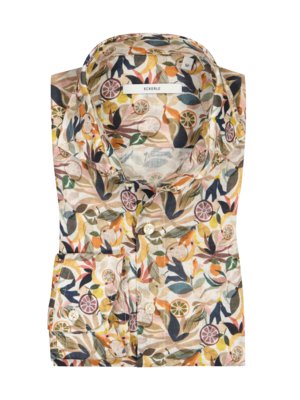 Leinenhemd mit floralem Print und Haifischkragen