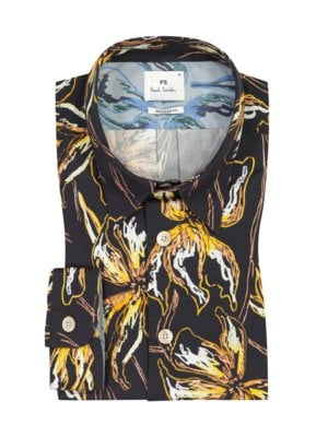 Hemd aus einem Lyocellgemisch mit floralem Print, Regular Fit 