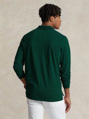 Unifarbenes-Langarm-Poloshirt,-Custom-Slim-Fit