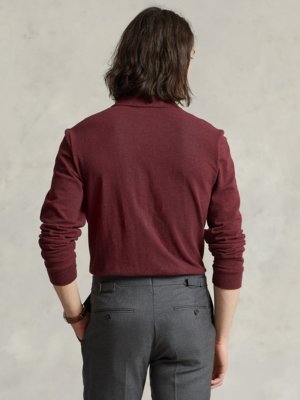 Langarm-Poloshirt mit Poloreiter-Stickerei, Custom Slim Fit