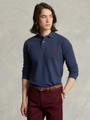 Langarm-Poloshirt, Custom Slim Fit