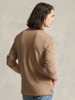 Unifarbenes Langarm-Poloshirt, Custom Slim Fit