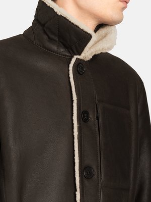 Genarbte Lammfelljacke mit Brusttasche