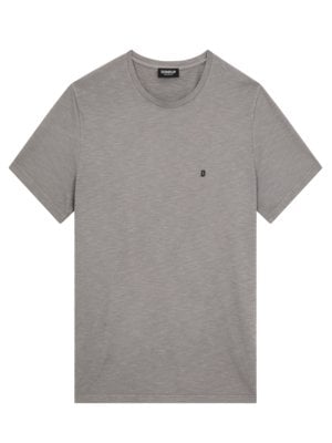 T-Shirt-in-Jersey-Qualität-mit-gummiertem-Logo-Emblem