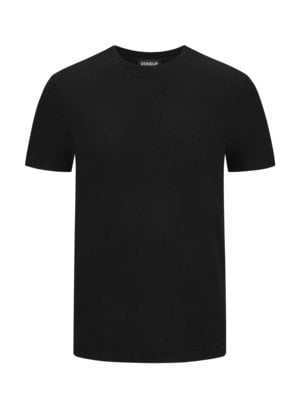 T-Shirt-in-Jersey-Qualität-mit-gummiertem-Logo-Emblem