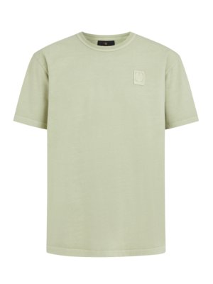T-Shirt-in-Wasehd-Optik-mit-Logo-Aufnäher