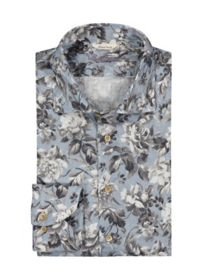 Leichtes-Leinenhemd-mit-floralem-Print,-Fitted-Body