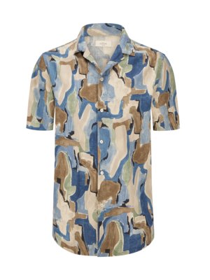 Resortshirt aus Leinen-Baumwoll-Gemisch mit Allover-Print 