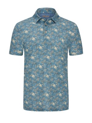 Poloshirt in Piqué-Qualität mit floralem Print