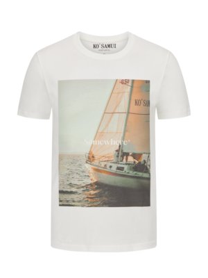 T-Shirt-mit-Segelboot-Motiv,-Regular-Fit