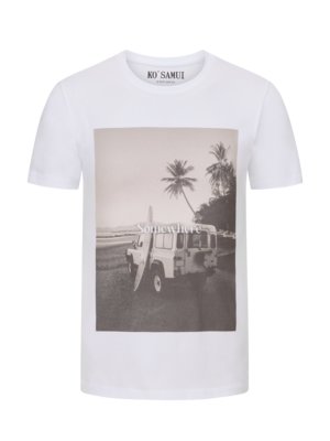 T-Shirt mit Palmen- und Surf-Motiv, Regular Fit