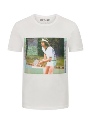 T-Shirt mit Tennis-Motiv, Regular Fit