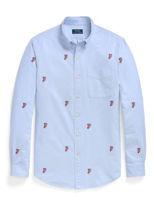 Oxfordhemd mit Brusttasche und Stickereien, Classic Fit