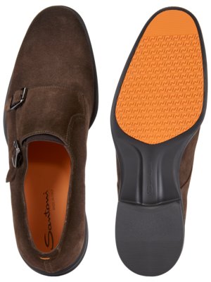 Leichte Doppelmonk-Schuhe aus Veloursleder