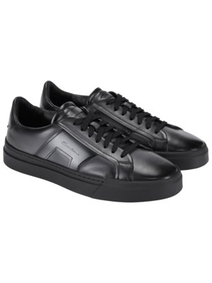 Schwarze Double Buckle Sneaker aus Nappaleder