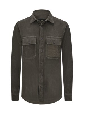 Overshirt aus Cord mit glatten Material-Einsätzen