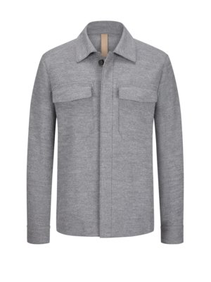 Meliertes Overshirt aus Wolle mit verdeckter Knopfleiste