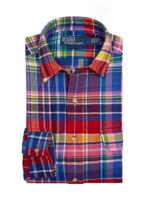 Farbiges Flanellhemd mit Karomuster und Brusttaschen
