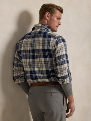 Flanellhemd mit Karo-Muster und Reiter-Stickerei, Custom Fit