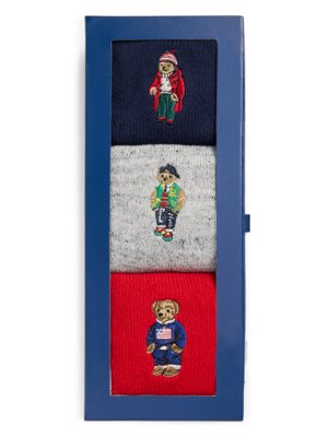 3er Pack Socken mit Polo Bear-Aufnäher und Stretchanteil