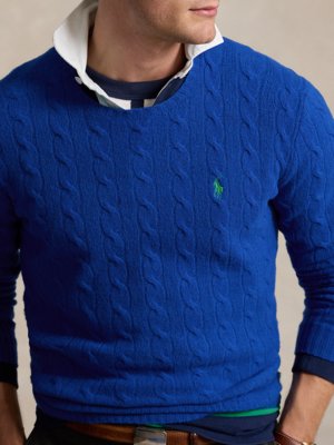 Pullover mit Zopfmuster, Woll-Kaschmir-Mix