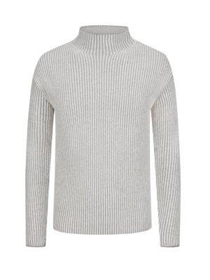 Gestreifter Pullover mit Merinowolle und Turtleneck