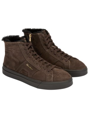 High Top Sneaker aus Veloursleder mit Lammfellfutter