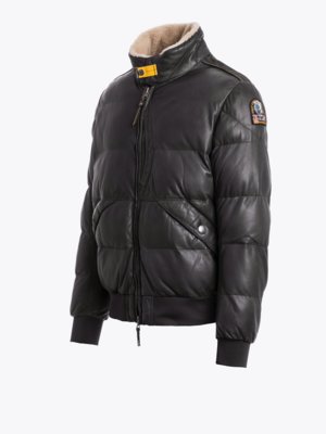 Bomberjacke aus Leder mit Innenkragen aus Fake Fur