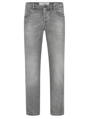 Washed Jeans mit Distressed Details, Slim Fit